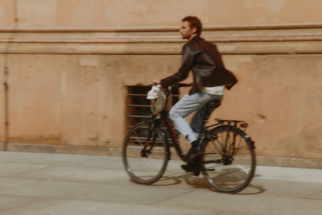 Man riding bicycle